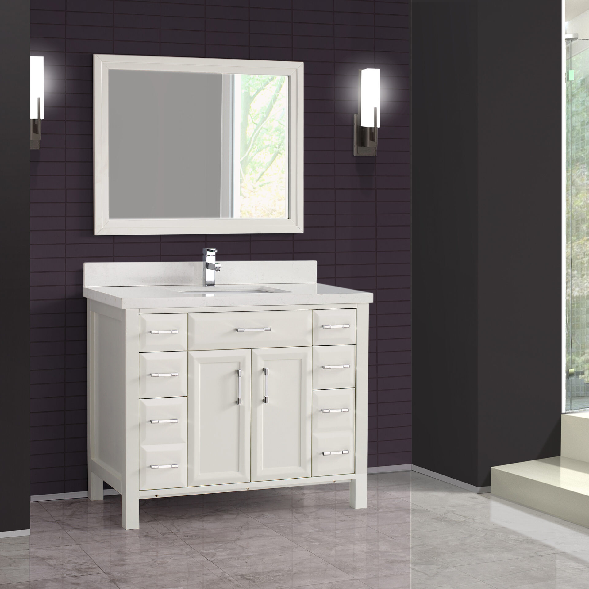 Calais 42-inch Bathroom Cabinet in White