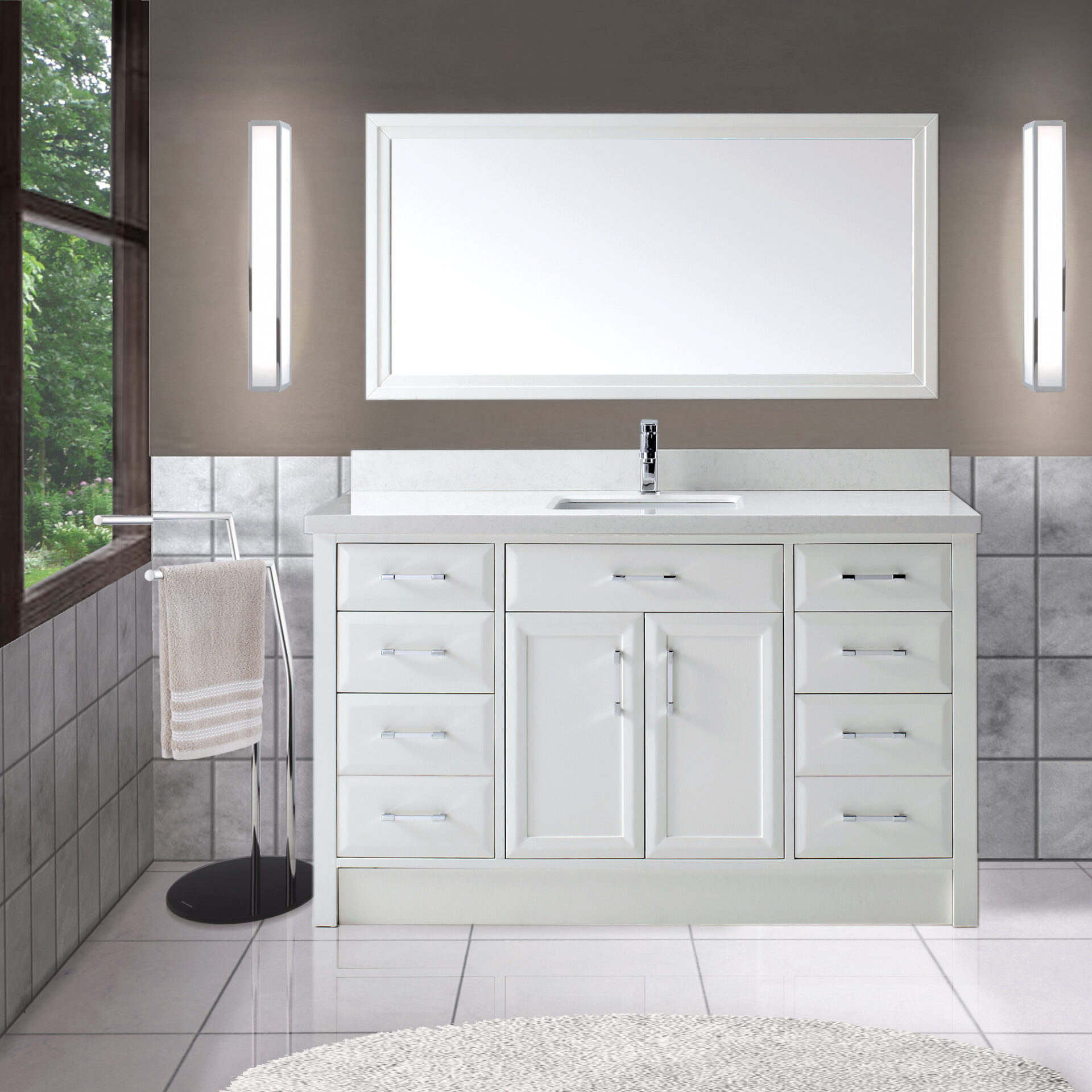 Calais 60-inch Bathroom Cabinet in White
