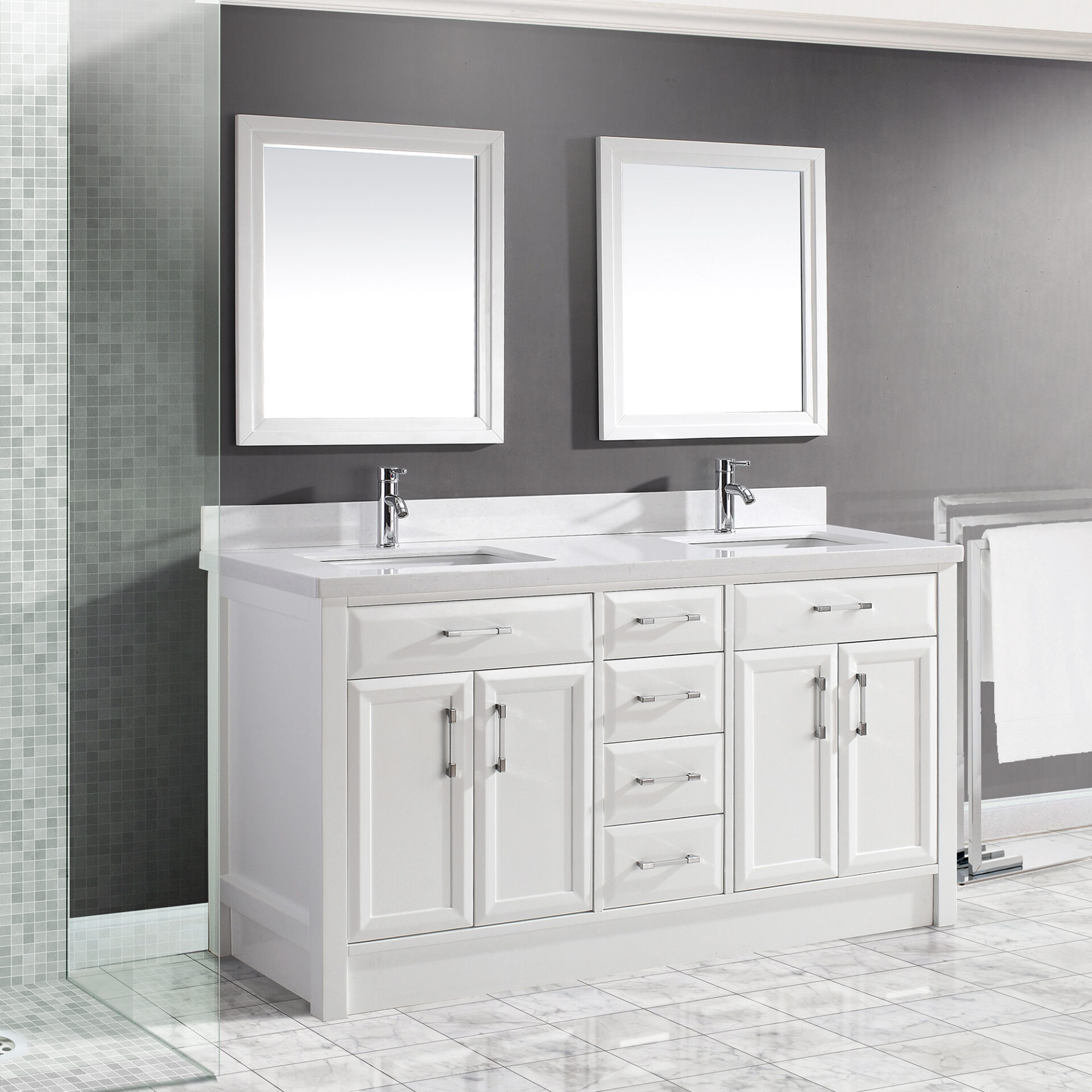 Calais 63-inch Bathroom Cabinet in White