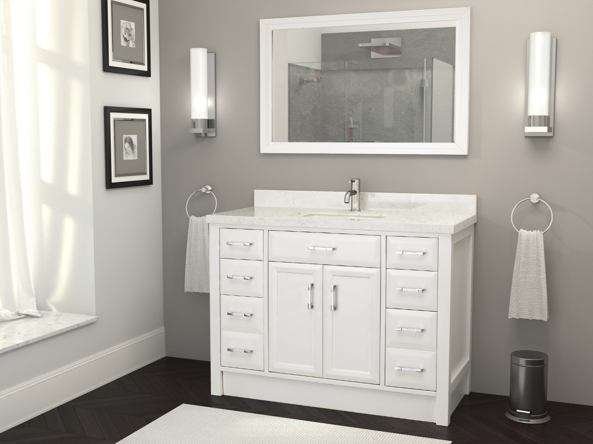 Calais 48-inch Bathroom Cabinet in White
