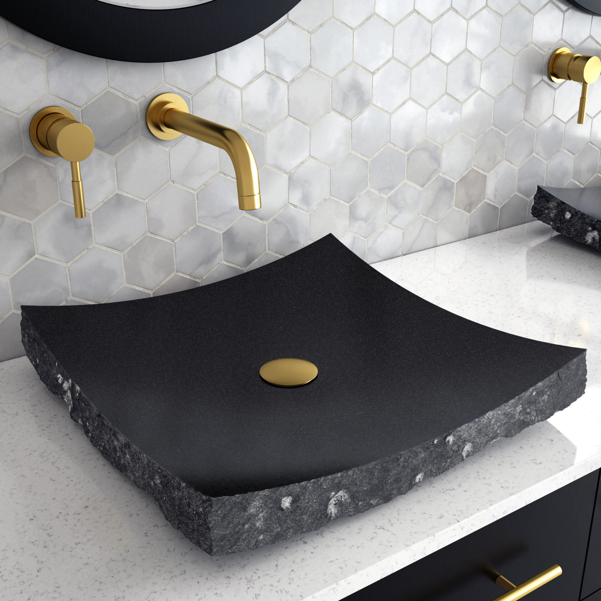 Omega Dark Stone Bathroom Vessel Sink