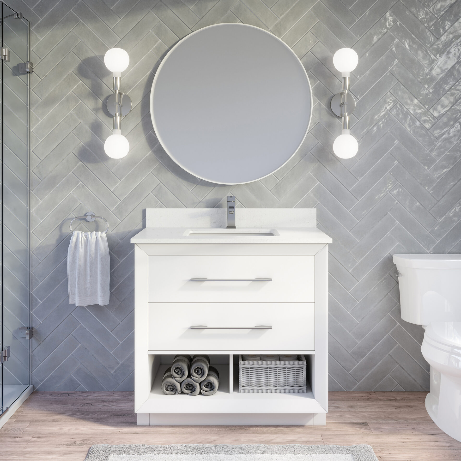 : Ronaldo 36-inch Bathroom Cabinet in White