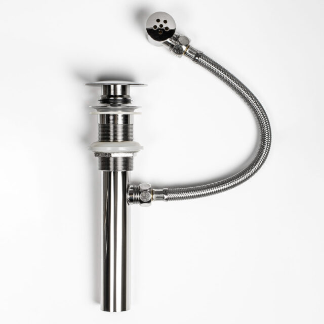 Polished Chrome Glass & Stone Pop-up Drain