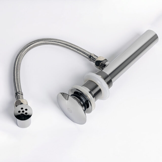 Polished Chrome Glass & Stone Pop-up Drain