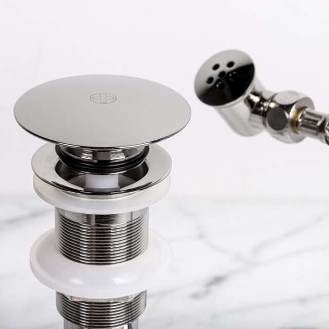 Polished Chrome Glass & Stone Pop-up Drain