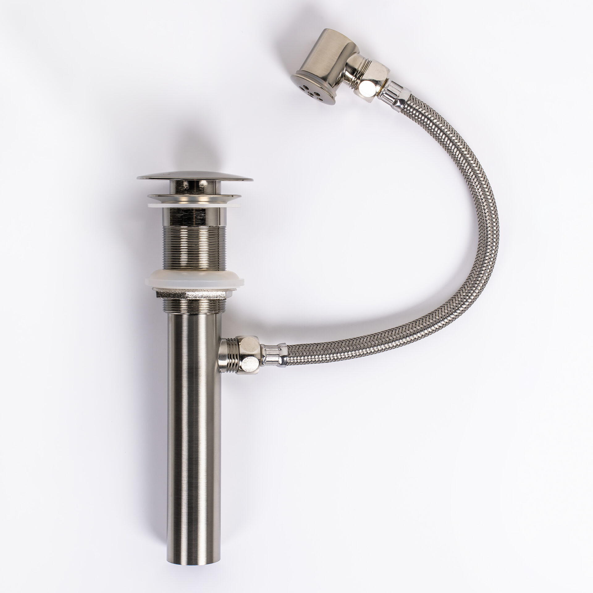 Brushed Nickel Glass Top Drain